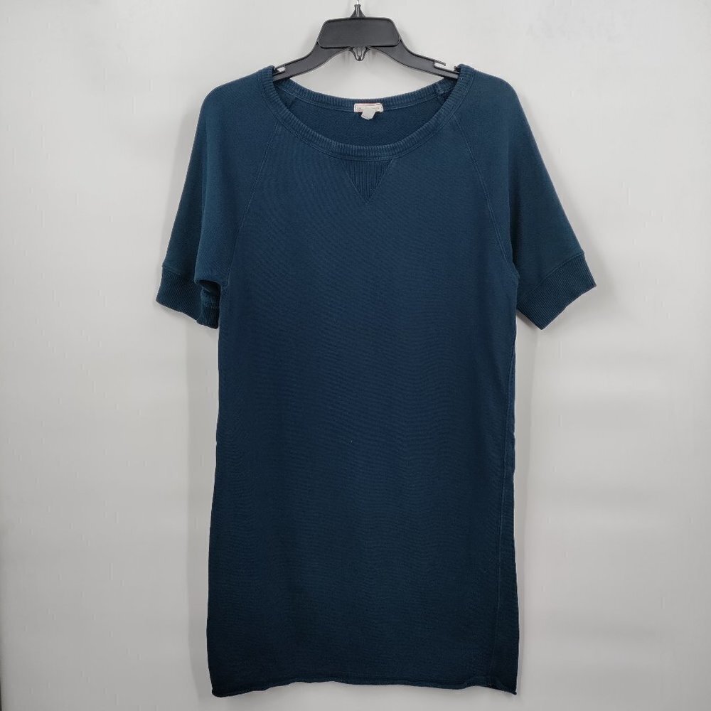 Gap Ribbed 100% Cotton Crew Neck Boxy Relaxed Sweatshirt Dress XS Women Blue
